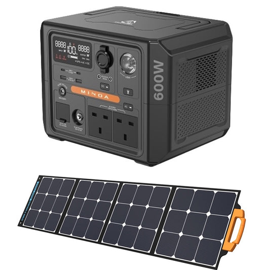 Minoa 600w Portable Battery Station and Solar Panel Set