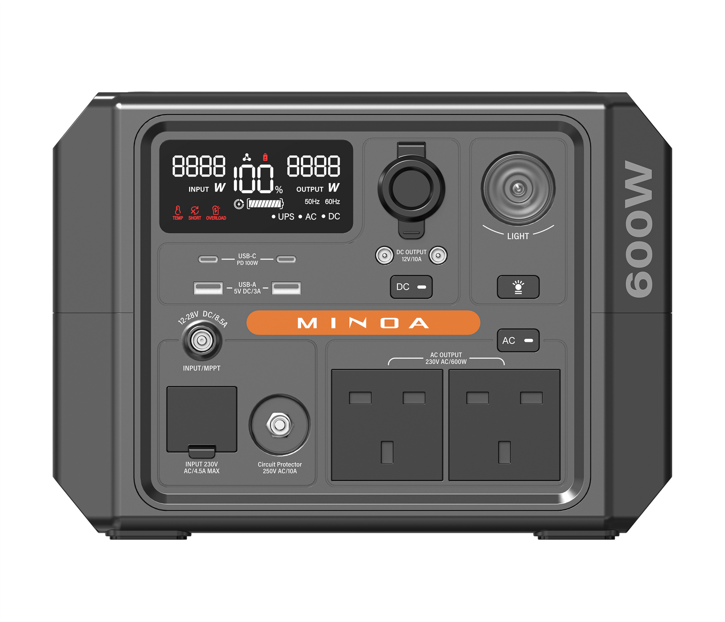 Minoa Portable Power Station 600W, 403.4Wh