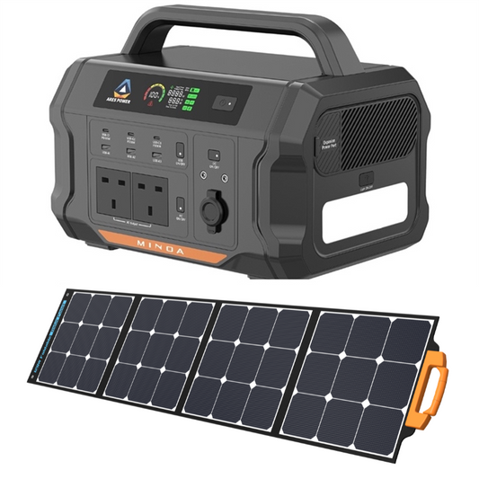 Minoa Portable Power Station 1200W, 1120.0Wh + Portable 120W Solar Panel