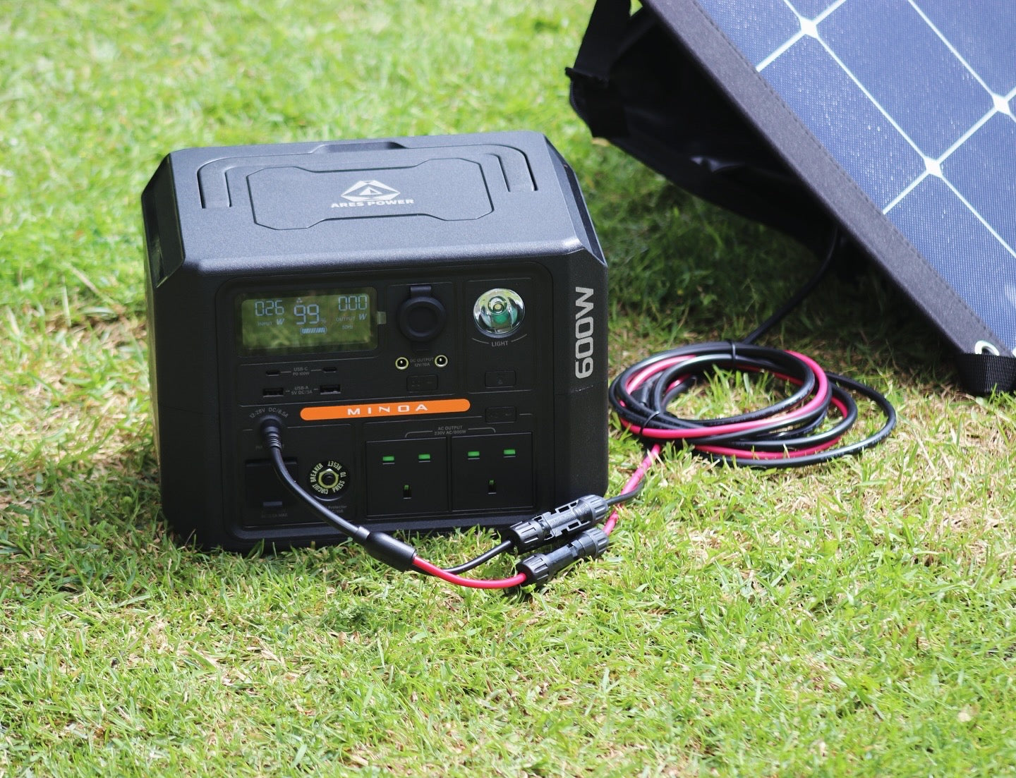 Ares Power Minoa 600W Portable Power Station and 200W Solar Panel